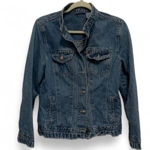 Y2K Blass Sport Ruffle Trim Jean Jacket